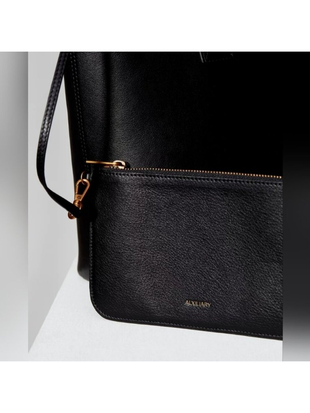 Aritzia Auxiliary Black Leather Work Tote Bag - Picture 3 of 13
